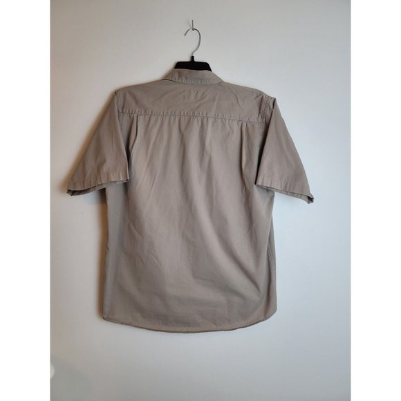 Wrangler Men's L Button Up Beige Short Sleeve Shirt - Picture 3 of 6